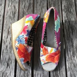 Pink Floral Wedges by TOMS